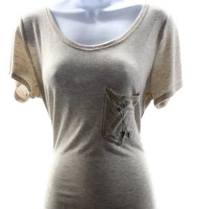 French Pastry Beige Casual V-Neck Top Size L